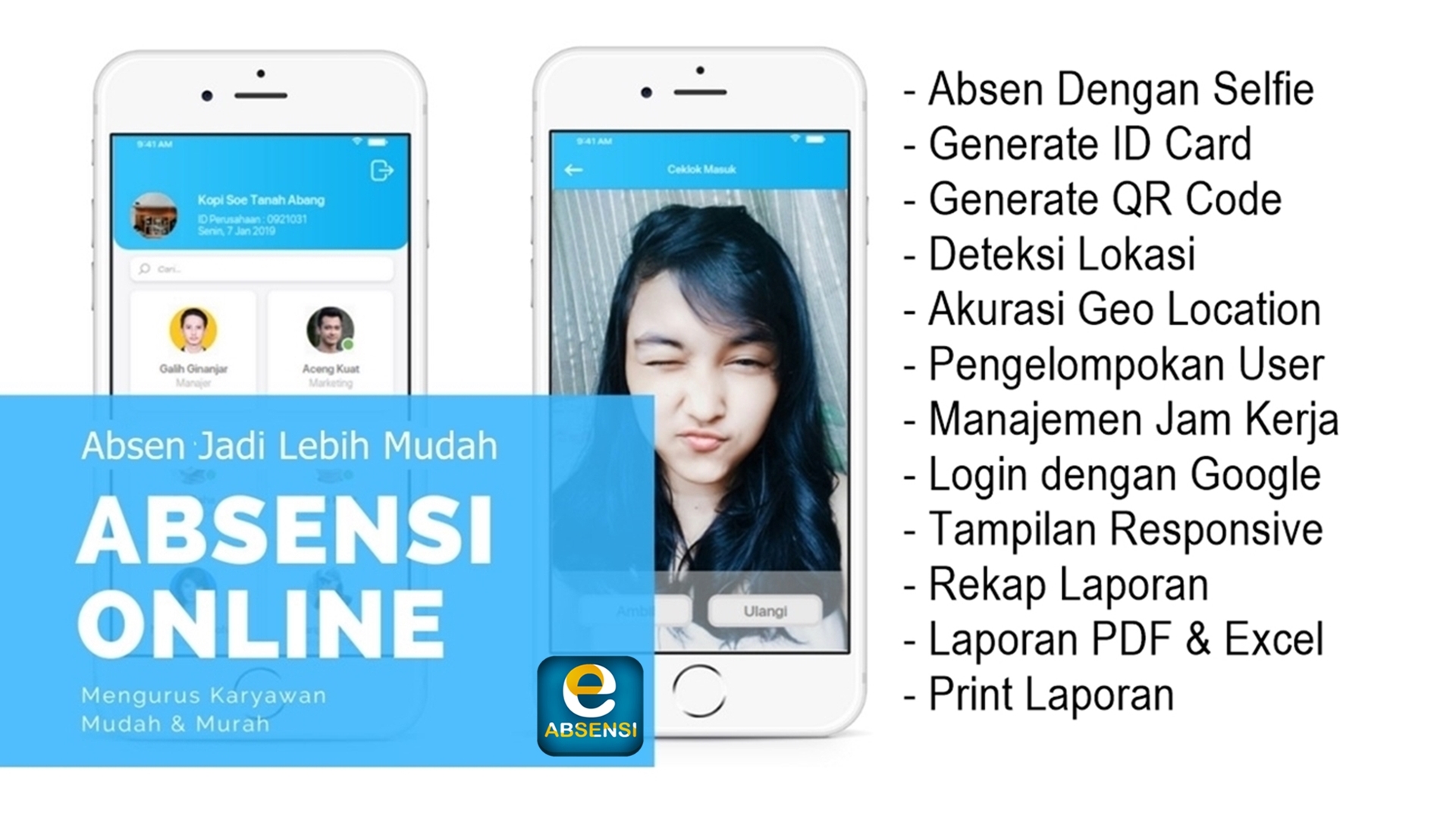 Fitur Absensi Online - Foto Selfie & Auto Detect Lokasi